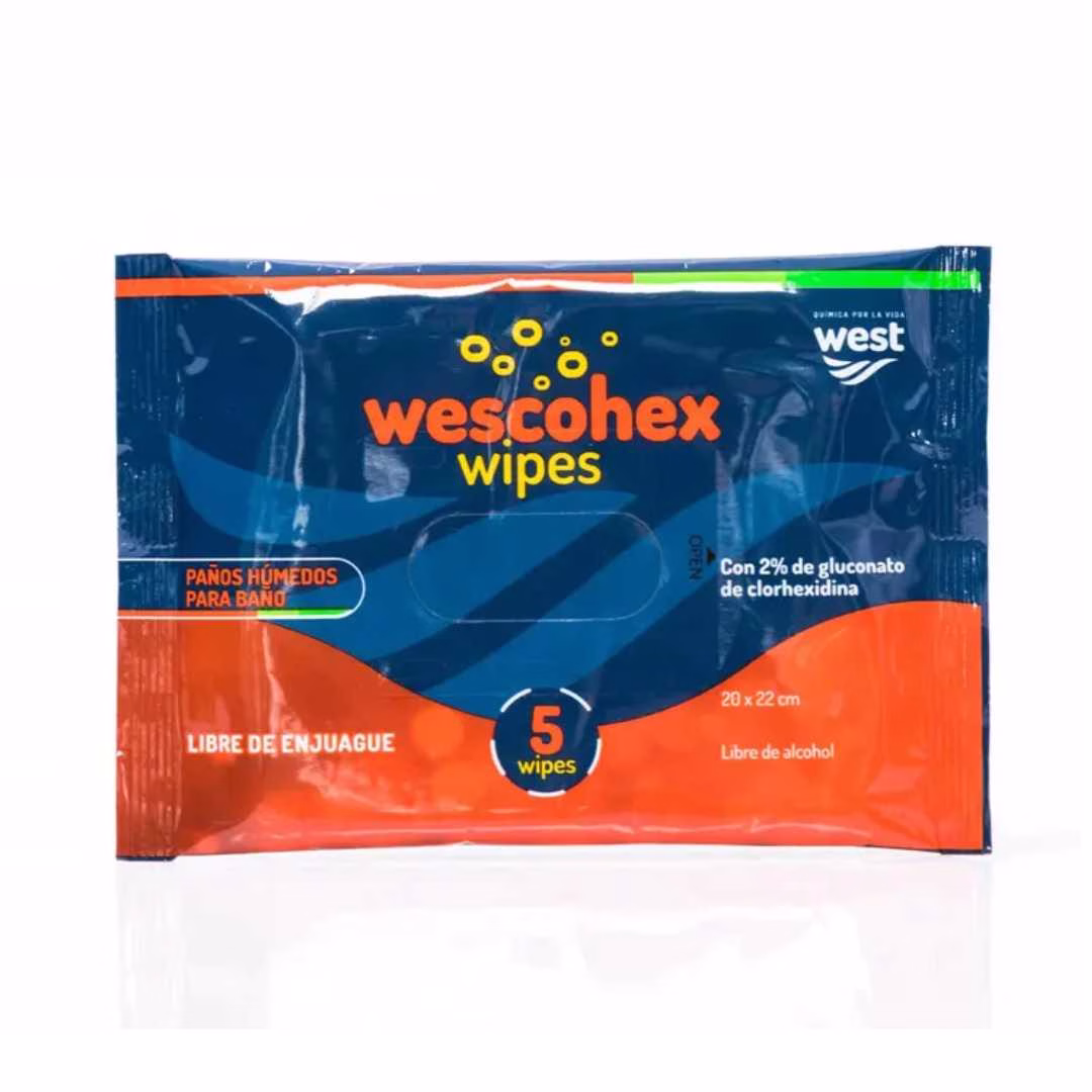 Paños Húmedos Impregnados con Clorhexidina 2% x 5 unidades
